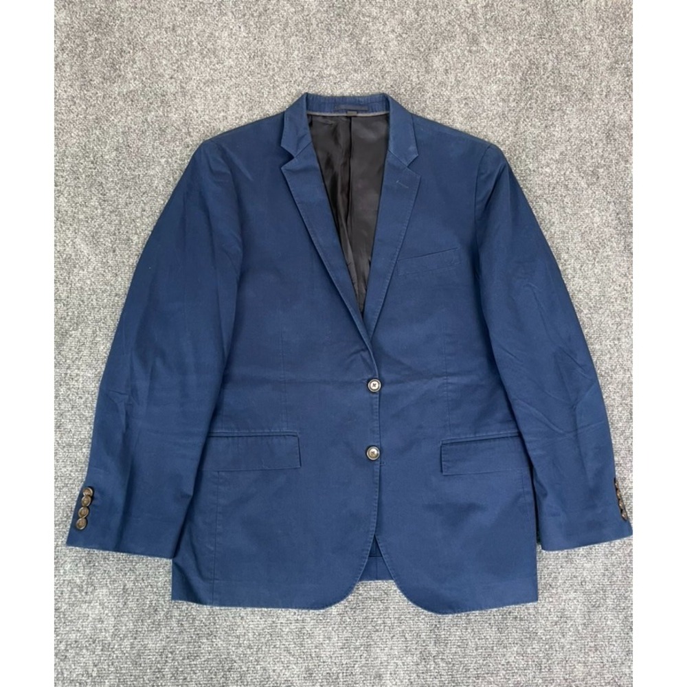 J Crew Ludlow Blazer Mens Larusmiani 100% Cotton Solid Blue Two Button Size 42 R